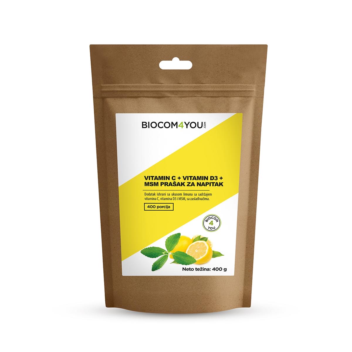 Vitamin C+D3+MSM Prašak za napitak vreća za dopunu